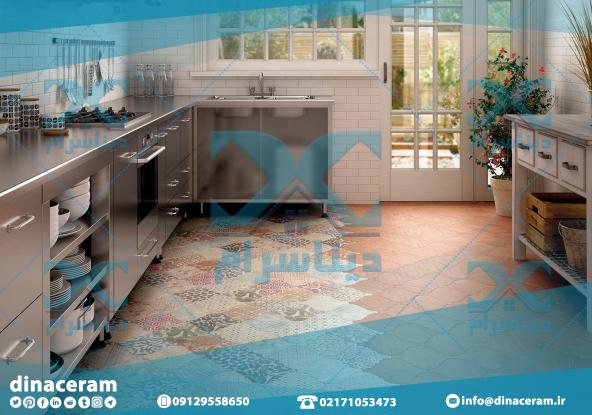 فروش سرامیک و کاشی کف آشپزخانه با طرح سنگ